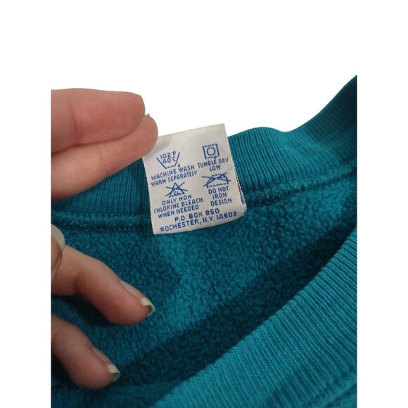 Vintage 90s Champion Reverse Weave Logo Blue Crewneck Sweatshirt XL  Mad… - Picture 6 of 9